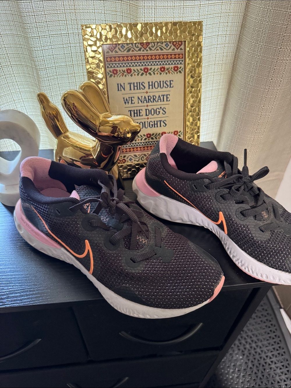Nike Black Trainers with Pink and Orange Accents